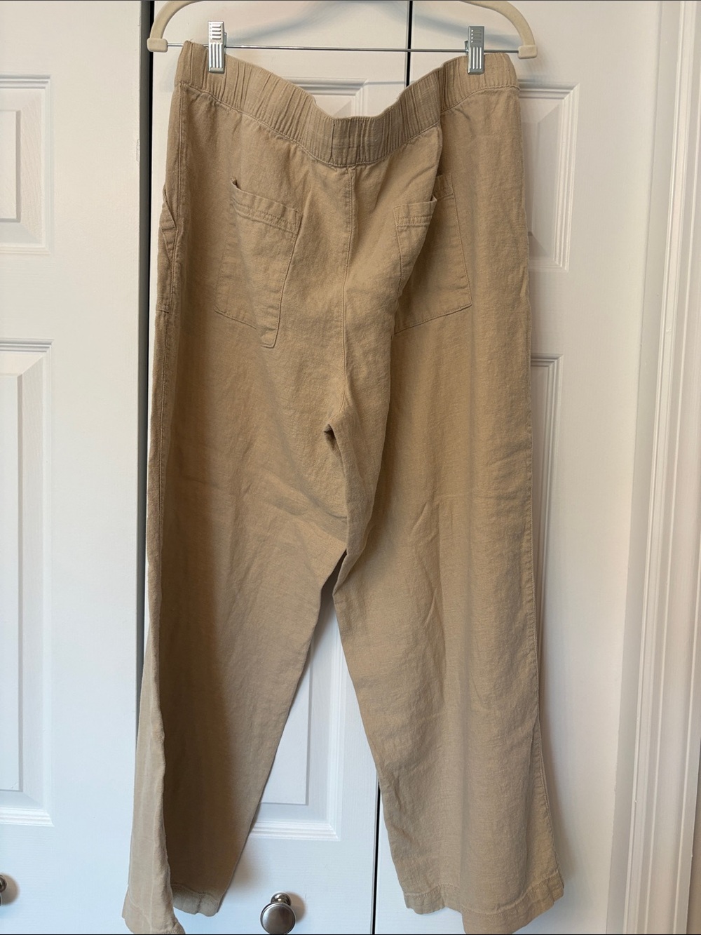 GAP Women's Wide Leg Drawstring Linen Pants in Tan - Picture 6 of 7